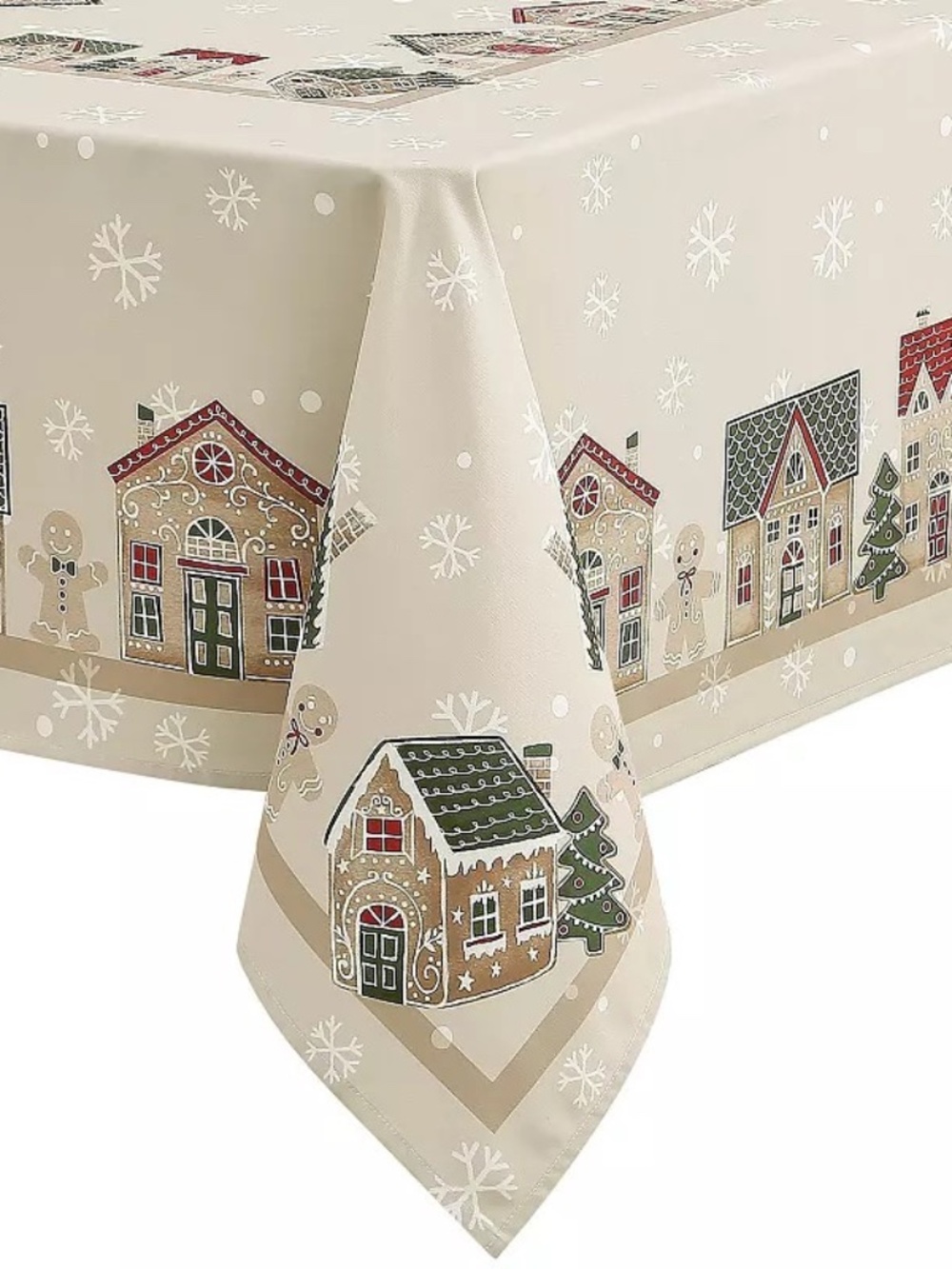 Avanti Gingerbread Village Tablecloth, Linen